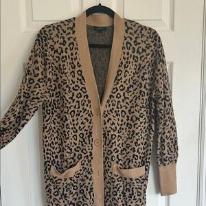J. Crew Tan and Black Leopard Cardigan